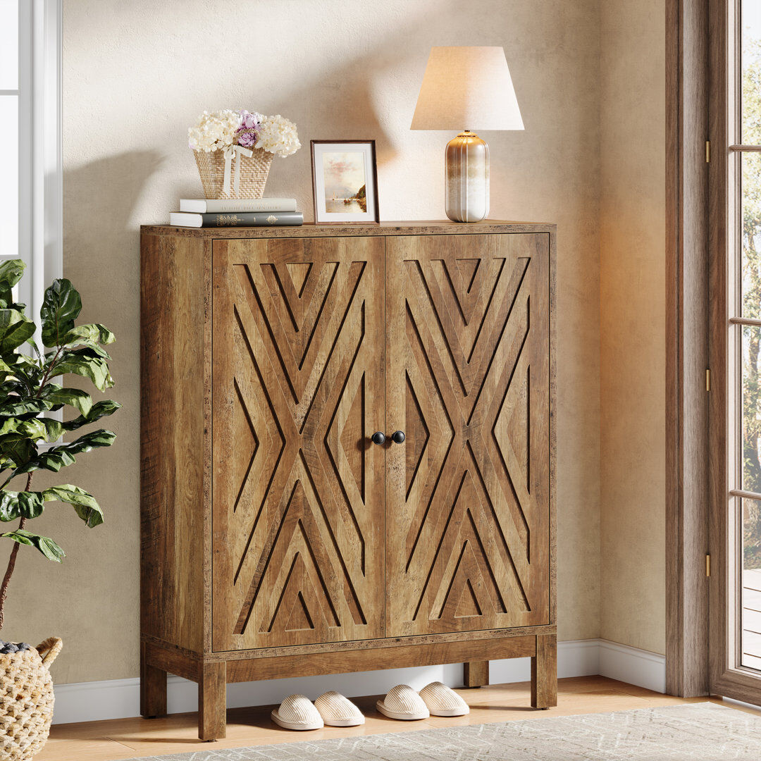 Blue Elephant 20 Pair Shoe Storage Cabinet Brown Wood 20