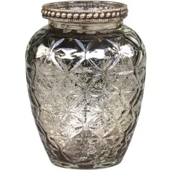 Chic Antique Vase mit Perlenkante und Schliff, H10,5/Ø8 cm, champagner