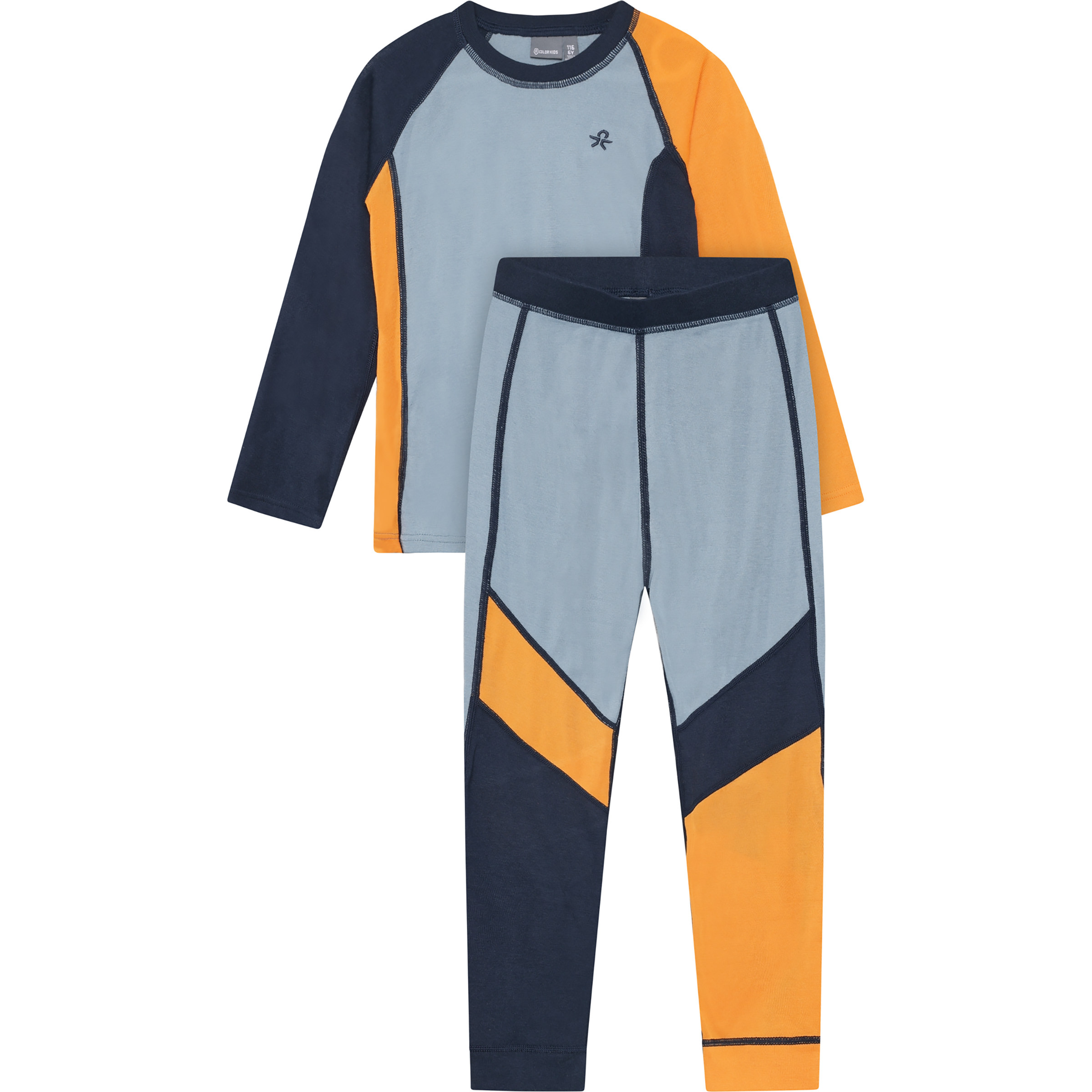 Color Kids Ski Colorblock Unterwäsche Set Kinder Skiunterwäsche blau Größe 116 Skifahren Elastisch