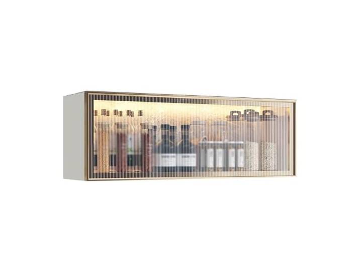 Wandschrank Küche 50x32x19cm, Glastür Mit Induktionslicht Bohrerfreier Robuste Konstruktion, integriertes Induktionslicht, bohrerfreie Montage, elegante Glasfront(White-b,60x32x19cm)