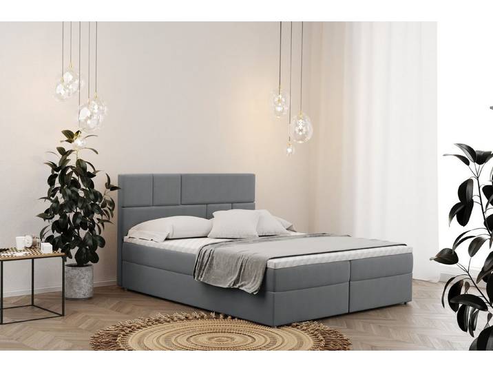 Kaiser Möbel Boxspringbett mit bettkasten matratze BALI stoff Mat Velvet, Bonell-Matratze, Große Auswahl an Größen, Overlay-Deckel