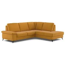 COTTA Ecksofa mit Funktion Boom Stoff Gelb Mustard