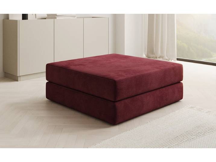 Beistellhocker Lazy in Samt - Bordeaux - Samt - Luxusbetten24