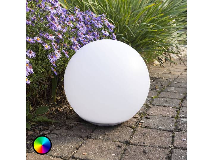 Drijvende solar-LED lichtbol Globo, wit / opaal, Kunststof