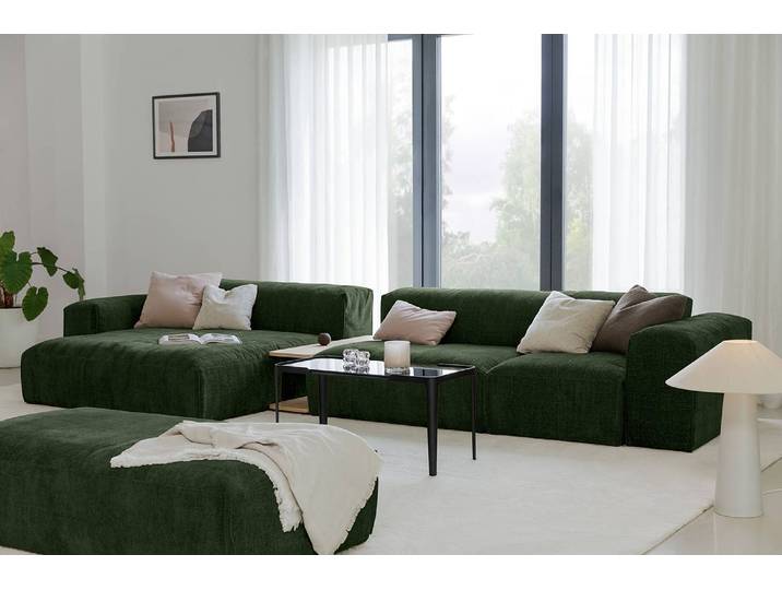 Ecksofa EPIC+ mit Longchair Grün Chenille Bloem 429cm Longchair beidseitig montierbar Modern