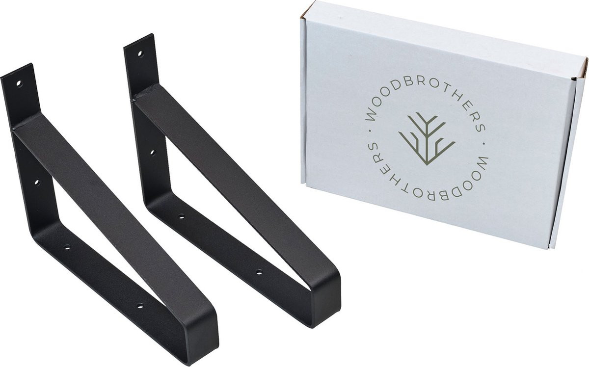 WoodBrothers Metalen plankdragers zwart, 2 stuks, 20 cm