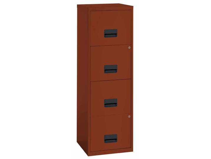 Classeur Métal Pratic 4 tiroirs pour dossiers suspendus - Corps Terracotta - Tiroirs Terracotta
