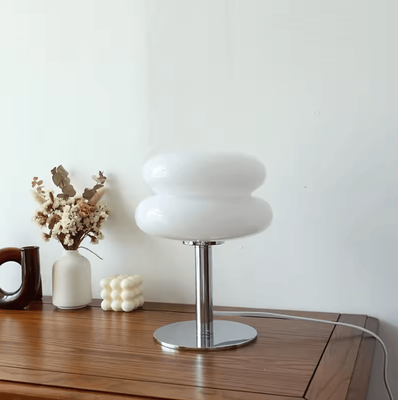 Inspire Curations Macaron Glass LED Table Lamp With 3 Color Dimming white A
