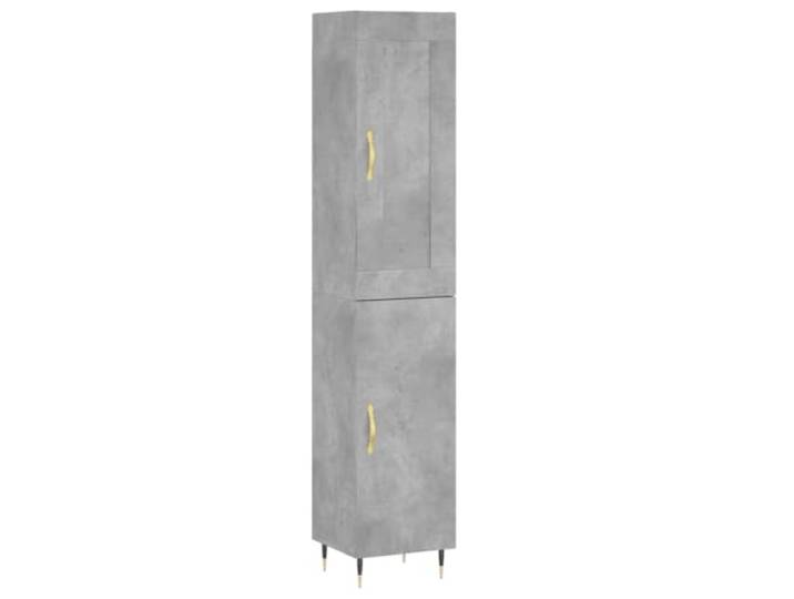 KKgypkn Highboard Betongrau 34,5x34x180 cm Holzwerkstoff Metallfüße, Stauraum mit Türen, Stabile Konstruktion, Für Wohnzimmer