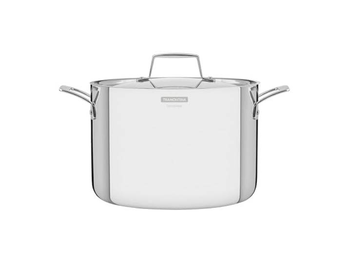 Tramontina Grano großer Gemüsetopf Ø 24 cm- 7,7 Liter, Edelstahl, Induktion mit Deckel, Rostfrei, Backofengeeignet, Pflegeleicht, Tri-Ply