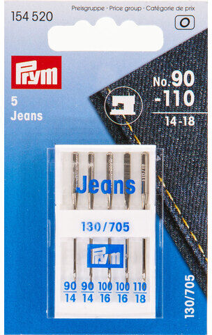 Prym Nähmaschinennadeln "Jeans", Stärke: 90–110, Inhalt: 5 Stück