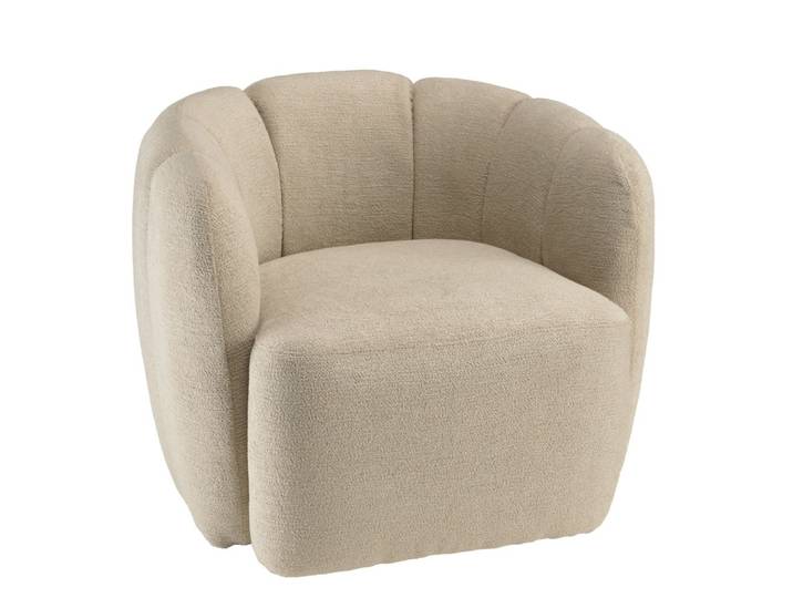 Fauteuil dossier arrondi en tissu beige