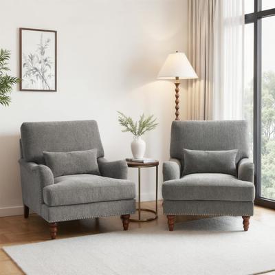 DREAMSIDEA Mid-Century Modern 2 Set Upholstered Armchair with Nailhead Trim