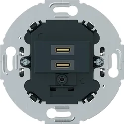 Hager WTS4155BM USB Ladesteckdose Unterputz, C+C PD 20W, runder Tragring, anthrazit matt