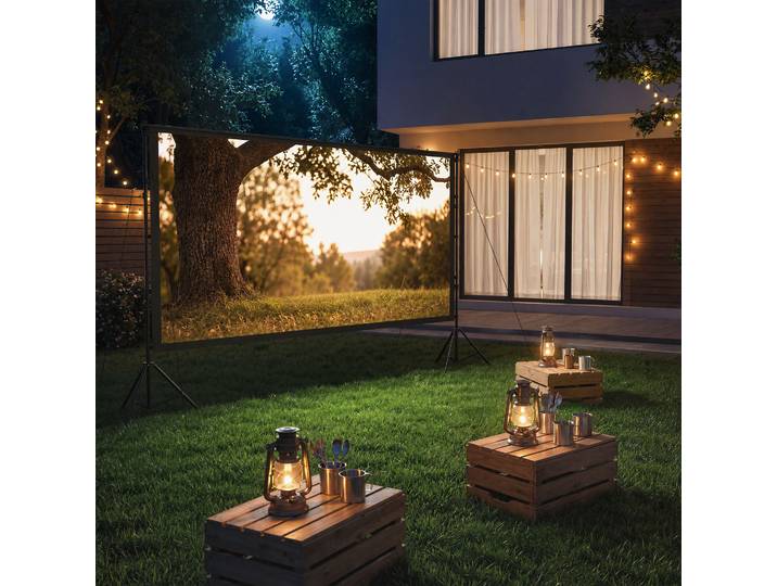 HOMCOM Écran Projection 305cm 16:9 HD 4K/8K Trépieds Pliables Blanc