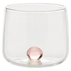 Zafferano Bilia Tumbler Junior Set mit 6 Likörgläsern aus rosa Borosilikatglas, handgefertigtes Design mit dekorativer Kugel, ideal für Verkostungen