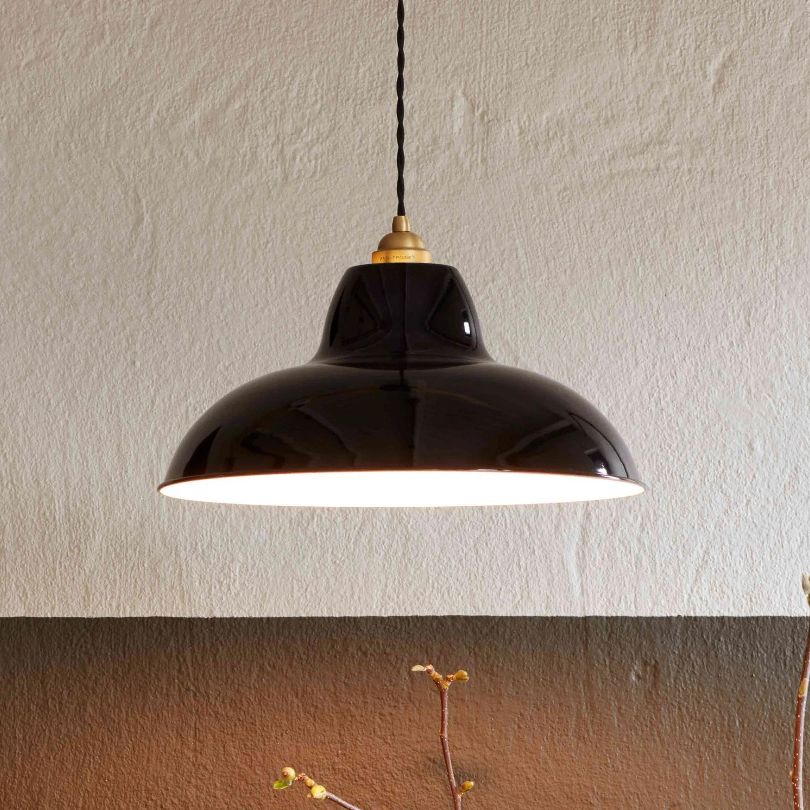 Anglepoise Original 1227 Brass Midi Wide hanglamp zwart metaal