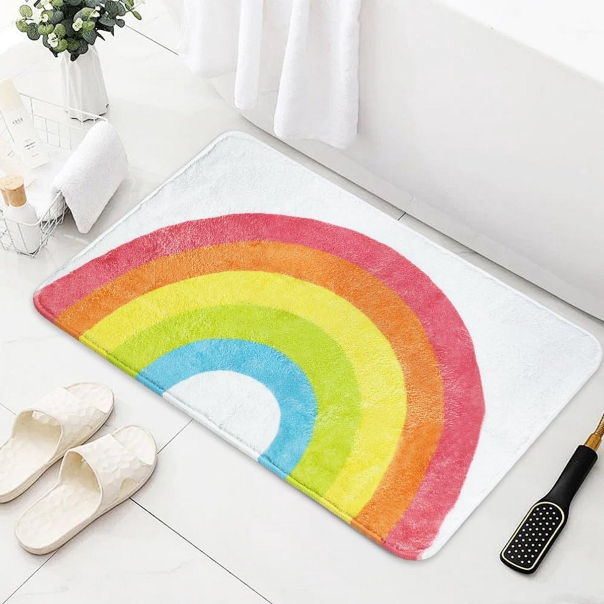 Regenboog Badmat 50 x 80 cm – Antislip Microvezel Badmat voor Douche en Badkamer