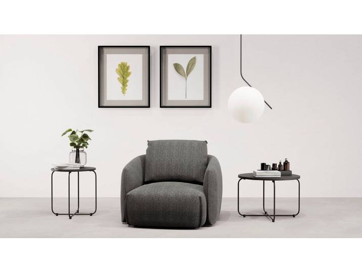 TRENDMANUFAKTUR Sessel Shawn, Loungesessel, Designsessel, elegant geschwungen Armlehnen, organische Form, bequem, mit hochwertigem Bezug