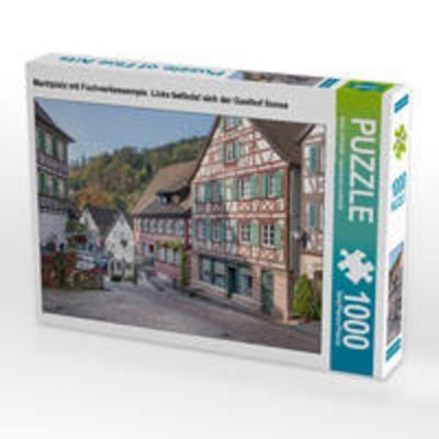 CALVENDO Puzzle Marktplatz mit Fachwerkensemple. Links befindet sich der Gasthof Sonne 1000 Teile Lege-Größe 64 x 48 cm Foto-Puzzle Bild von Bodo