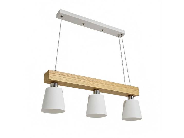 ZMH Hängeleuchte Persephone 70/14/23 cm, Weiß, Metall, Holz, Vintage, E27, 14x122x70 cm, Lampen & Leuchten, Innenbeleuchtung, Hängeleuchten, Pendelleuchten