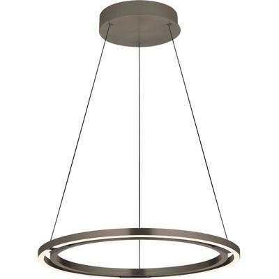 LED Pendelleuchte "RINGO", braun (bronzefarben eloxiert), 2, Ø 60cm, 1 Stk., HELL HÖLLISCH GUTES LICHT, Leuchten, Tastdimmer, 3-Stufen CCT, Stufenlos höhenverstellbar, LED Pendelleuchte