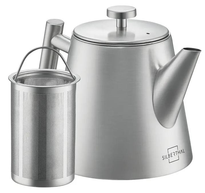 Silberthal theepot van roestvrij staal met theezeef en isolerende functie
