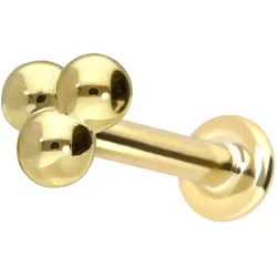 14 Karat Gold Labret mit Innengewinde 3 KUGELN