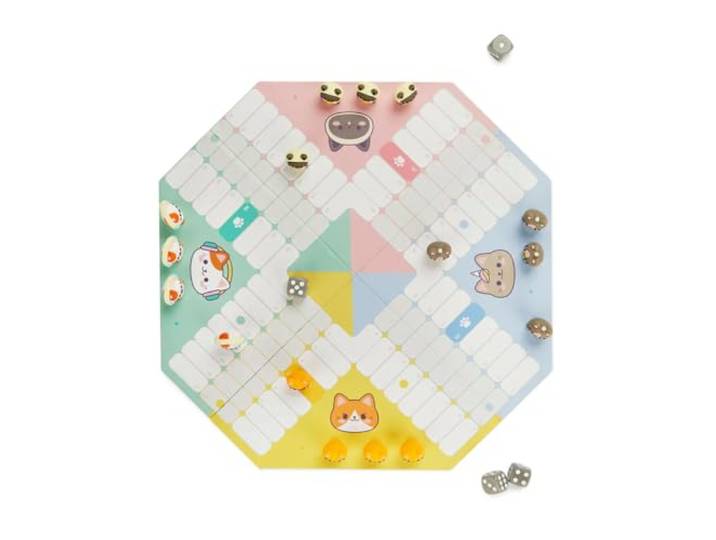 balvi Bordspel Purrchisi klassiek bordspel in origineel Kawaii-design kunststof/hard karton