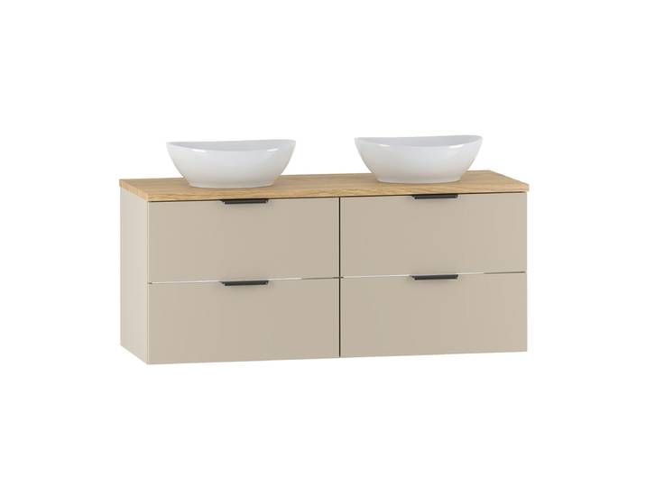 Meuble double vasque 120cm Astrid Cachemire et bois
