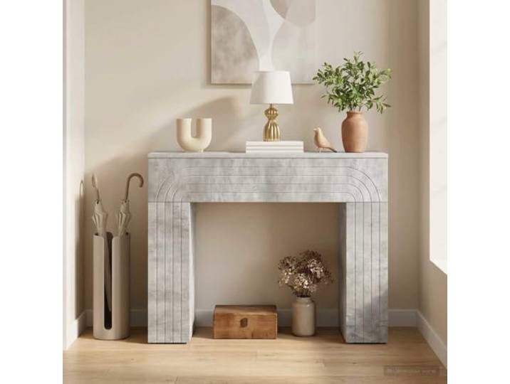 smnyxs Couchtisch, rechteckig, Betongrau, 102 x 35 x 75 cm, Holz Schlichtes Design, geräumige Oberfläche 102 cm, stabile Füße, einfache Montage, robust, vielseitig einsetzbar