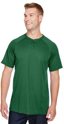 Augusta Sportswear AG1565 Athletic Attain Wicking Two-Button Baseball Jersey T-Shirt in Dark Green size 3XL   Polyester 1565