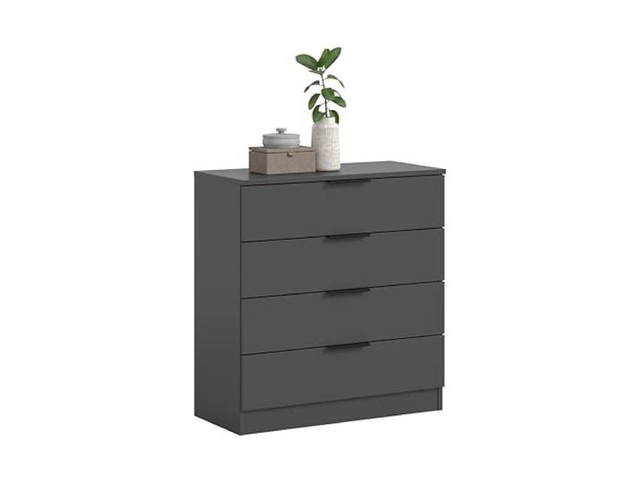 furnling Kommode Kovena, anthrazit, Breite 74 cm mit 4 Schubladen, Griffe in schwarz matt, pflegeleichte MDF-Front