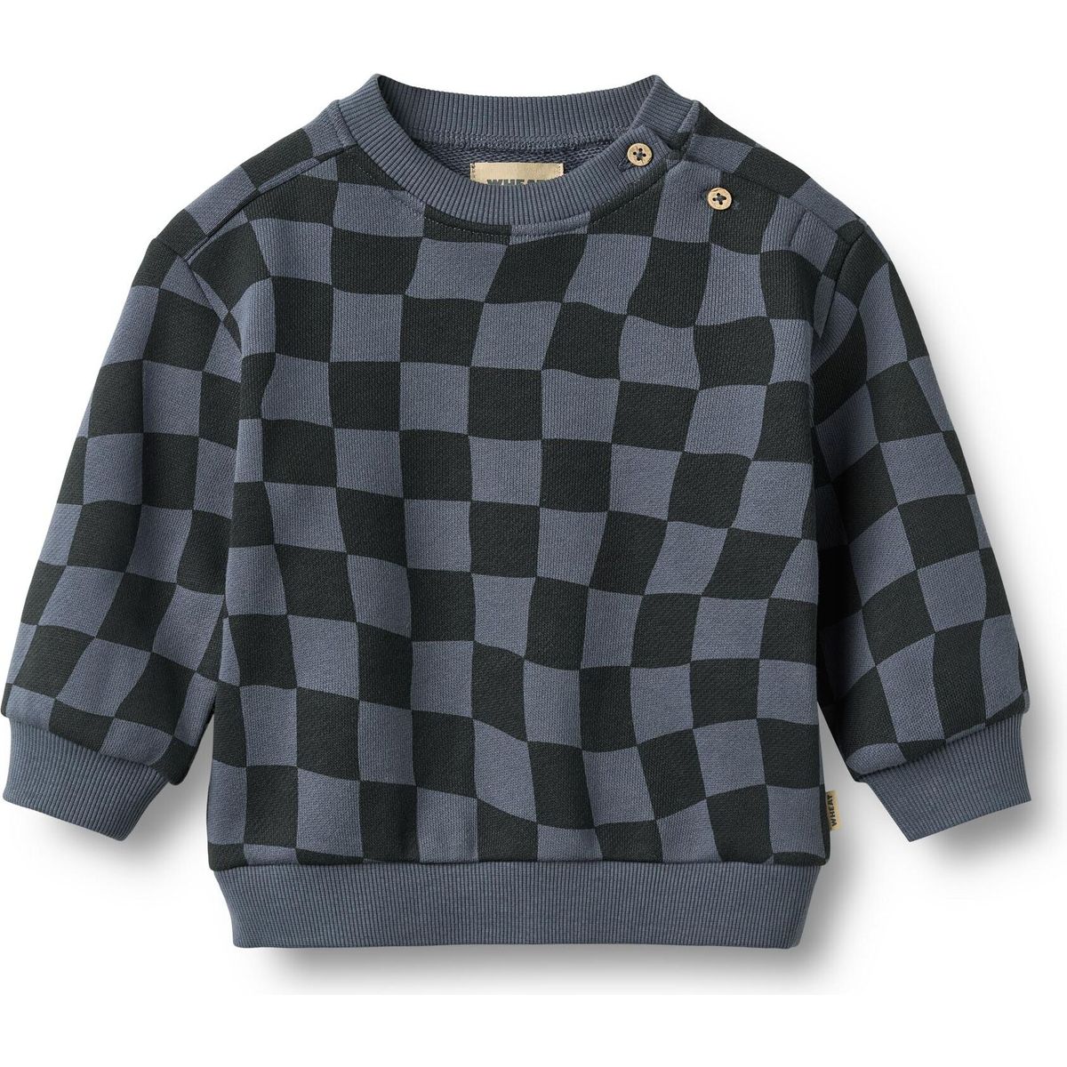Wheat Sweatshirt Long Sleeve Elliot navy blue check (1311) 80 6359-624-GOTS-1311-80/12m