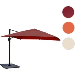 Ampelschirm HWC-A96, Gastronomie Sonnenschirm, 3x3m (Ø4,24m) Polyester/Alu 23kg ~ bordeaux mit Ständer