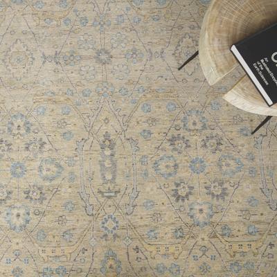 EXQUISITE RUGS Harper Hand-knotted New Zealand Wool Beige/Light Blue Area Rug.