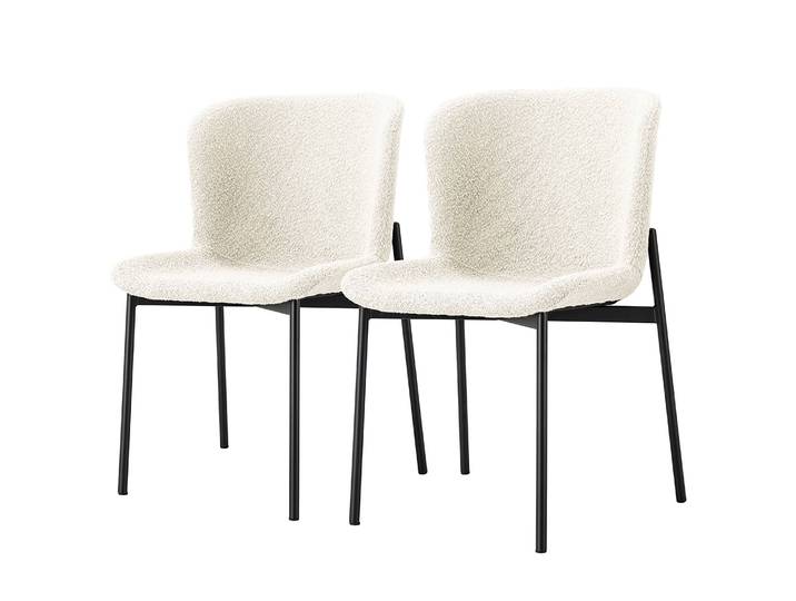 Polsterstuhl MOUZON 2er-Set 52 x 79 x 49cm Bouclé Stoff Holma: Creme Grau/Grau Schwarz