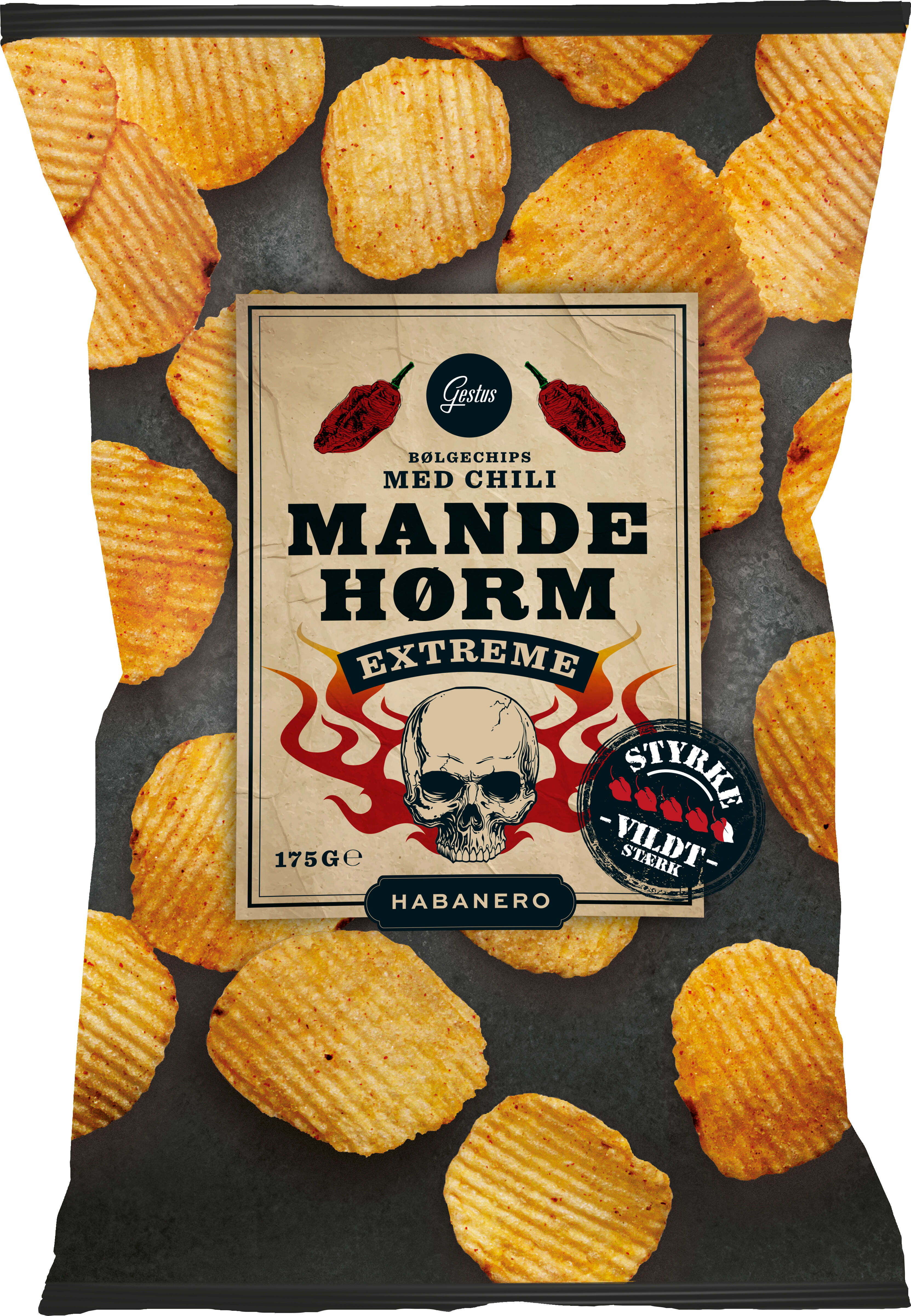 Gestus Chips Extreme Mandehørm - 175 g