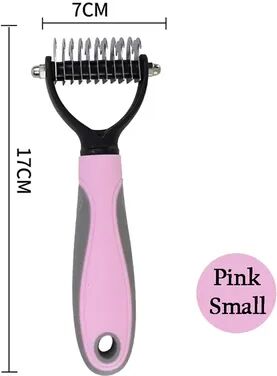 Discount Dollar Deals Pet Deshedding Brush Double Sided Grooming Tool, Shedding And Dematting, Stainless Steel Dog Comb For Effective Results pink S