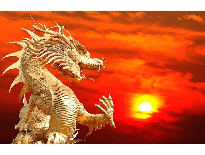 Fototapete PAPERMOON Chinesischer Drache , bunt, B:2,5m L:1,86m, Vlies, Tapeten, Fototapete