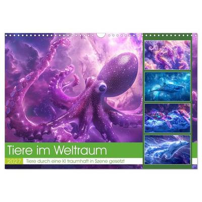 Tiere im Weltraum (Wandkalender 2027 DIN A3 quer), CALVENDO Monatskalender