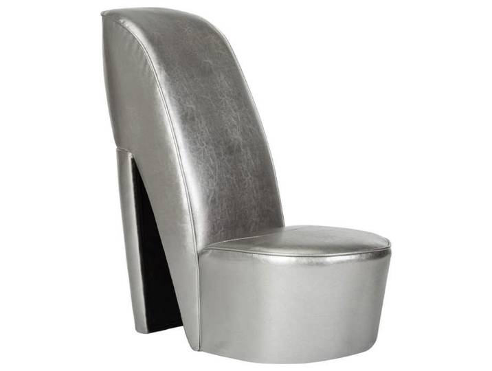 Chaise en forme de chaussure à talon haut argenté similicuir 248649