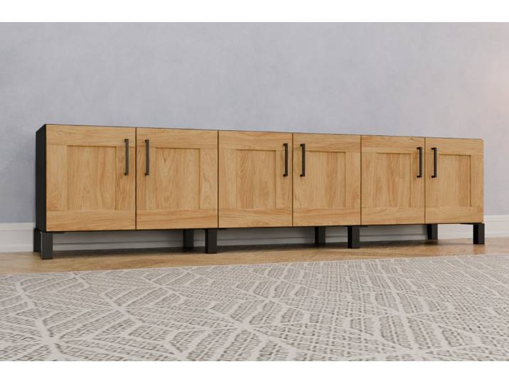 Büro Sideboard nach Maß - Eiche Country - 50x200x40cm - Individuell konfigurieren