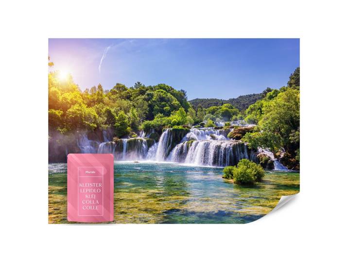 FOTOTAPETE Wasserfälle Wald Landschaft 3D 200x140