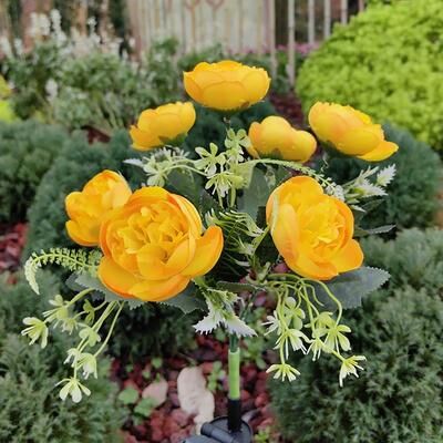 Outdoor Solar Garden Lights Outdoor Solar Flower Light Camellia Buds, Garden Flower Lights, Decorative Yard Patio Path Lawn Lamp yellow