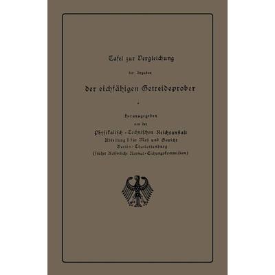 Tafel zur Vergleichung der Angaben der eichfähigen Getreideprober miteinander und mit anderen Qualitätsangaben von Getreide, Taschenbuch von