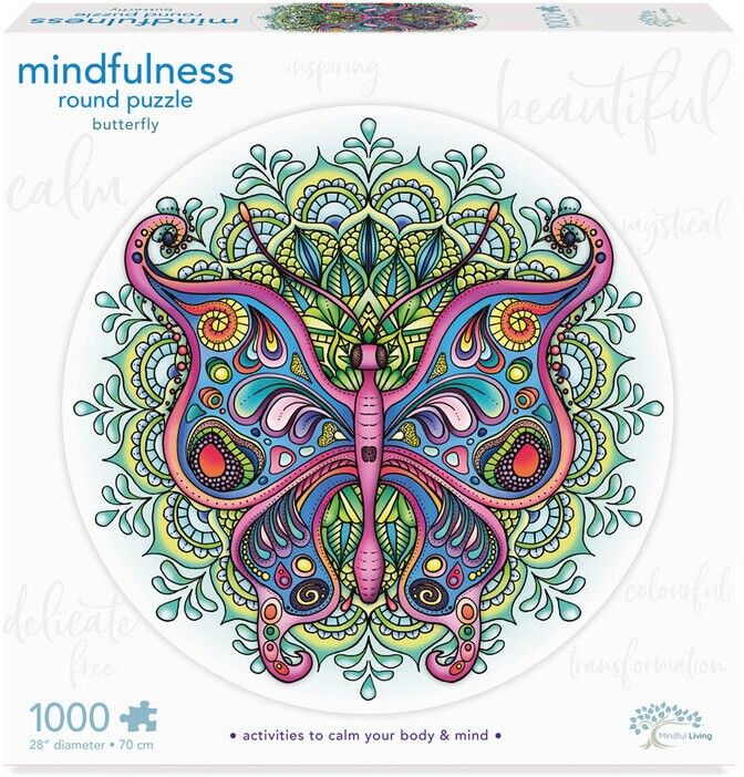 Mindfulness Mandala Round Puzzle 1000 pcs Papillon - Mindful Living