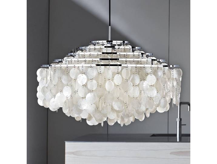 Fun 11DM Pendelleuchte, chrom, Perlmutt - VERPAN - Wohnzimmer - Design - Stein - Einflammig