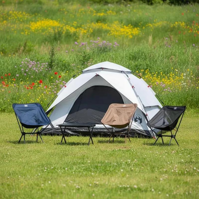 Camping Zelt - Kuppelzelt 4 Personen - Schnellaufbau - Wasserdichtes Polyester - Leicht - Armeegrün