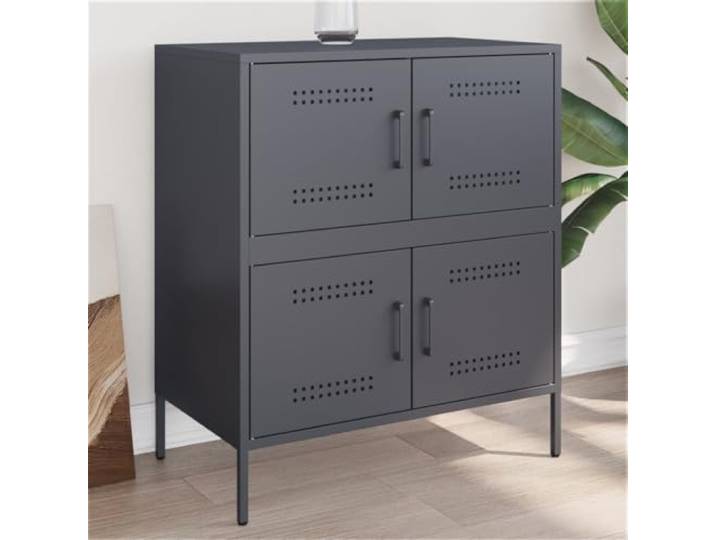 HEFZGDB Robustes Sideboard mit Stahlgestell im Industrie-Stil für Wohnzimmer und Schlafzimmer Einrichtung mit Vier Fächern für reichlich Stauraum, Modernes Sideboard Anthrazit 68x39x79